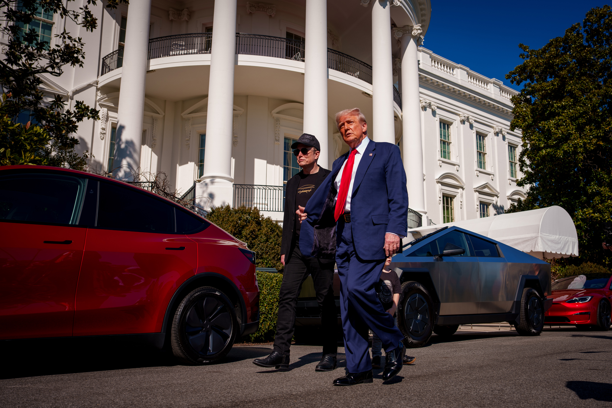 President Trump Speaks Alongside Tesla Vehicles At The White House