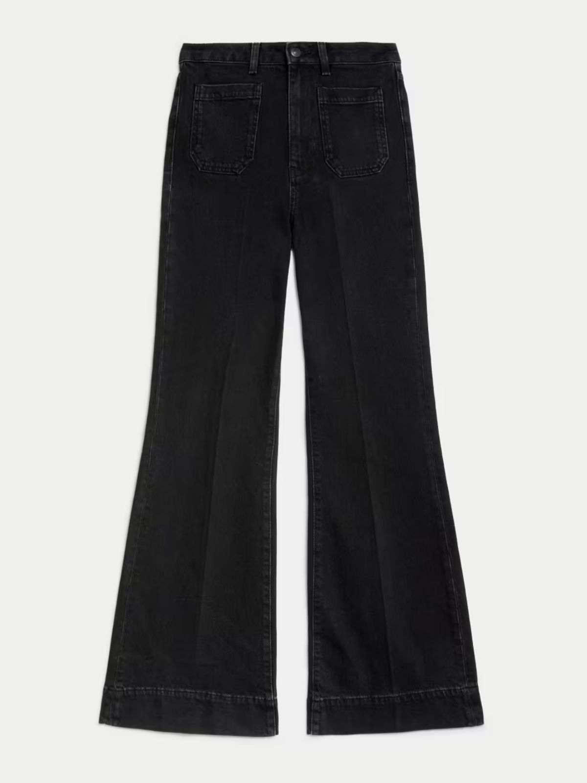 Patch Pocket Flare High Waisted Jeans