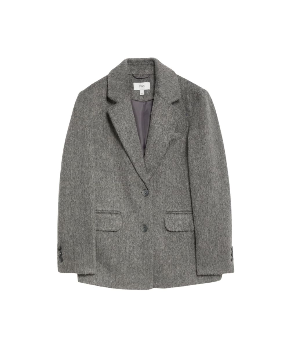 M&S textured wool blazer coat