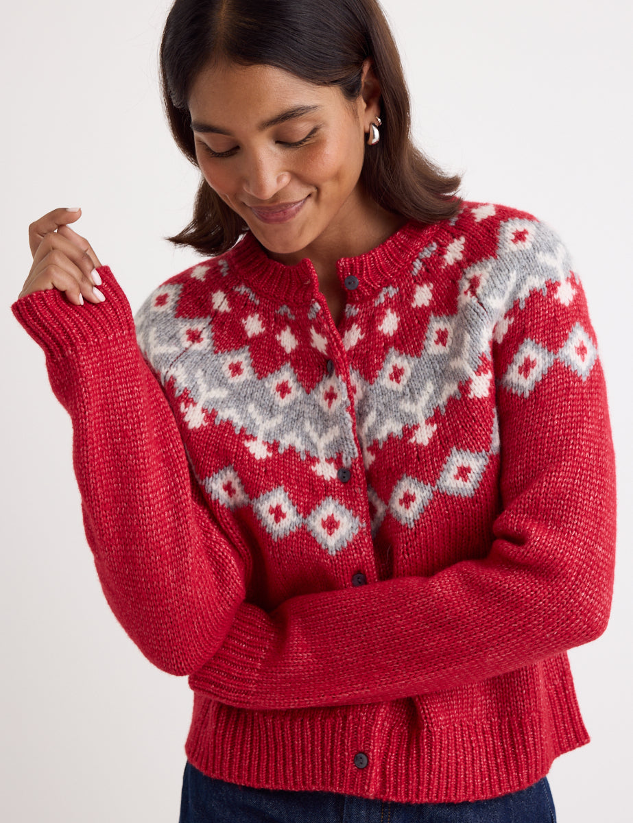 nobody's child red fair isle knit jumper