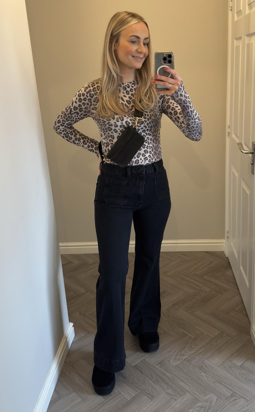 m&s patch pocket flare jeans