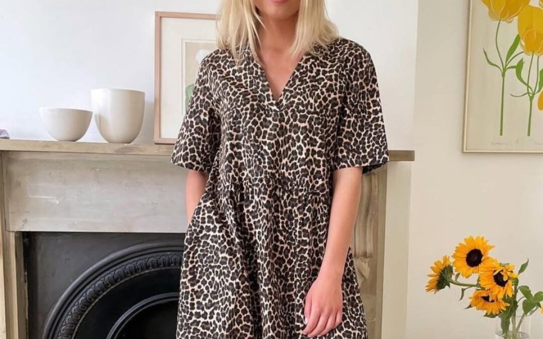 Albaray, animal v neck cotton midi dress