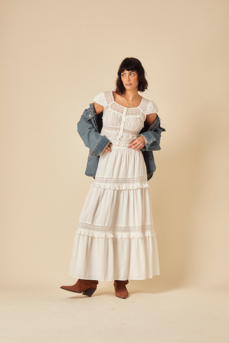 nobodys-child-white-lace-detail-skirt Nobody's Child, White Tiered Lace Detail Skirt