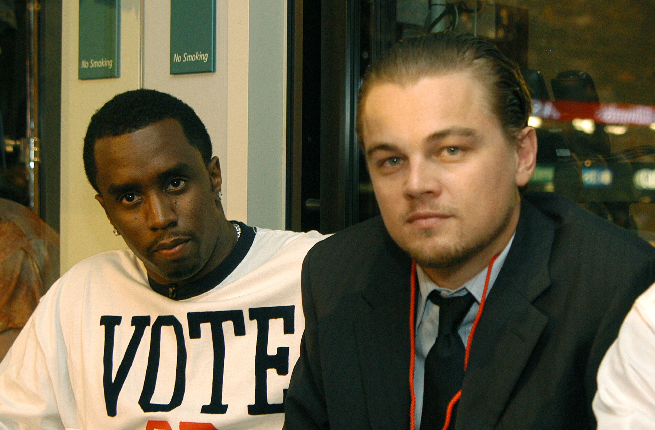 Sean "P. Diddy" Combs Interviews Celebrities at the 2004 Democratic National Convention in Boston Diddy and Leonardo DiCaprio
